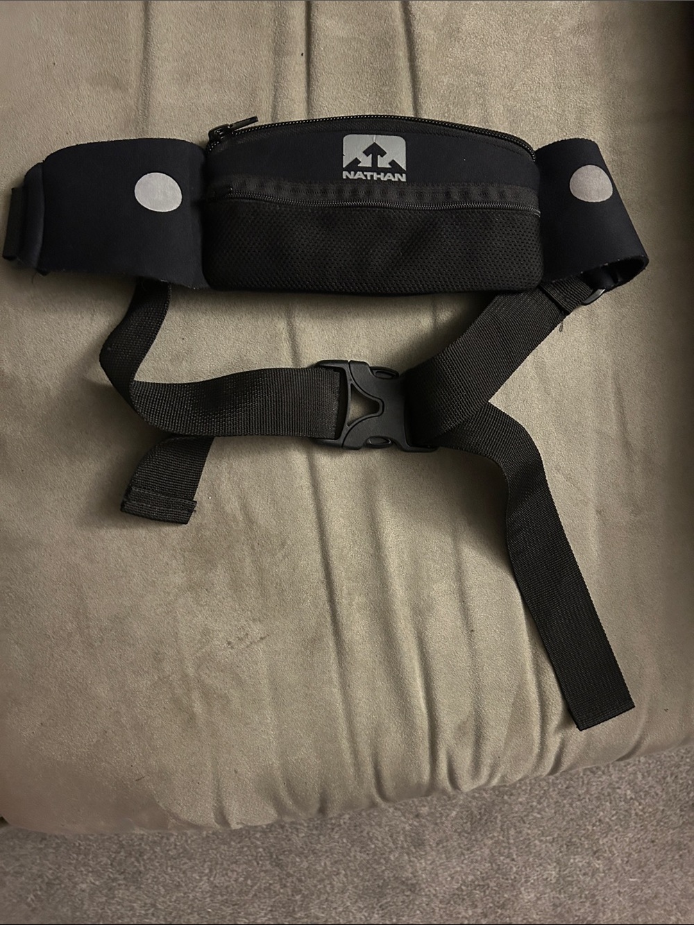 Natan Black Waist Pack for Cell Phone with Reflective Circles